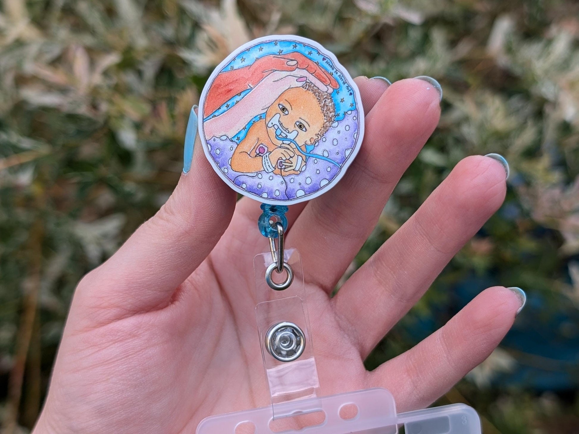 NICU Baby Art Badge Reel: Neonatal Nurse ID Holder