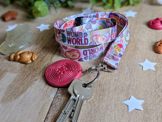 Midwife Lanyard Key Fob | OB/GYN Lanyard | Birth Art Maternity Nurse ID Card Holder | L&D Nurse | Student Midwife Badge Holder