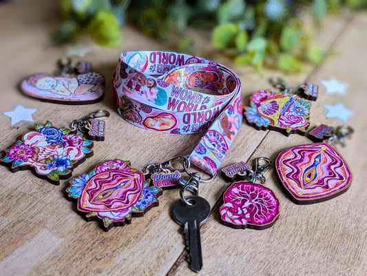 Pregnancy Lanyard Charm, Bag or Key Fob Charm | Wooden Birth Art Pendants | Breastfeeding | Student Midwife Gifts | OBGYN Present