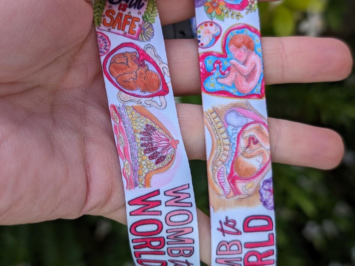 Midwife Lanyard Key Fob | OB/GYN Lanyard | Birth Art Maternity Nurse ID Card Holder | L&D Nurse | Student Midwife Badge Holder