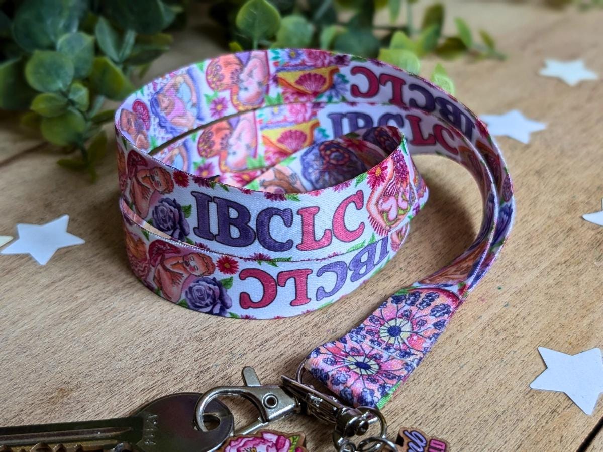 IBCLC Lanyard: Breastfeeding Art ID Card Holder, Lactation Consultant Gift