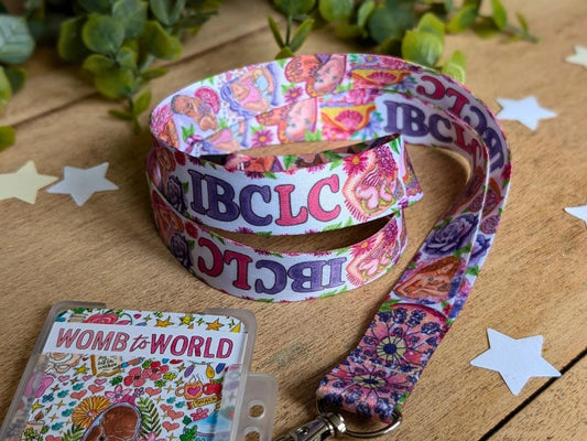 IBCLC Lanyard: Breastfeeding Art ID Card Holder, Lactation Consultant Gift