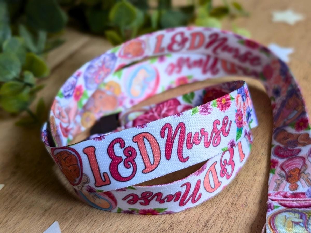 L&D Nurse Lanyard: Watercolor Art, Hospital ID Badge Holder