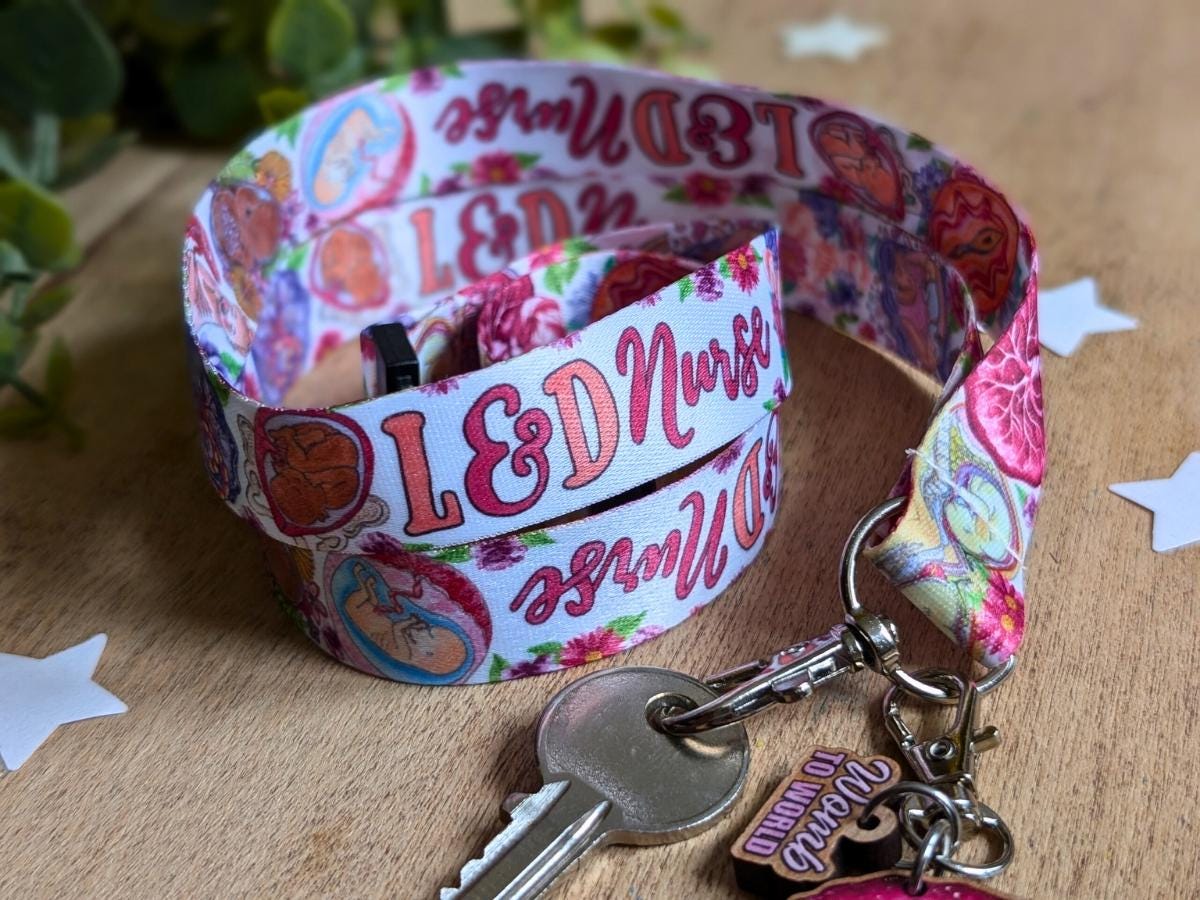 L&D Nurse Lanyard: Watercolor Art, Hospital ID Badge Holder