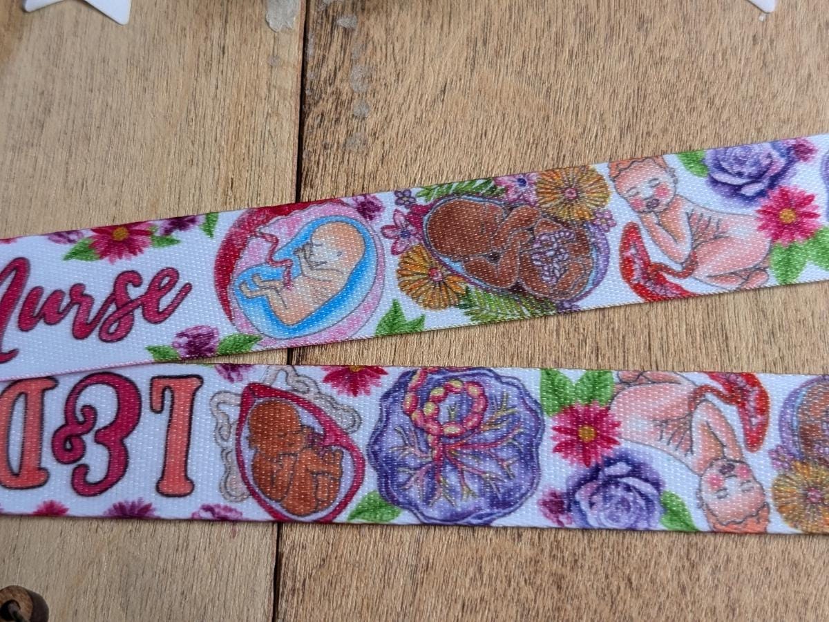 L&D Nurse Lanyard: Watercolor Art, Hospital ID Badge Holder