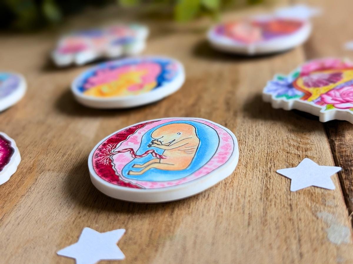 Breastfeeding Art Magnet: Watercolor Anatomy, Lactation Gift