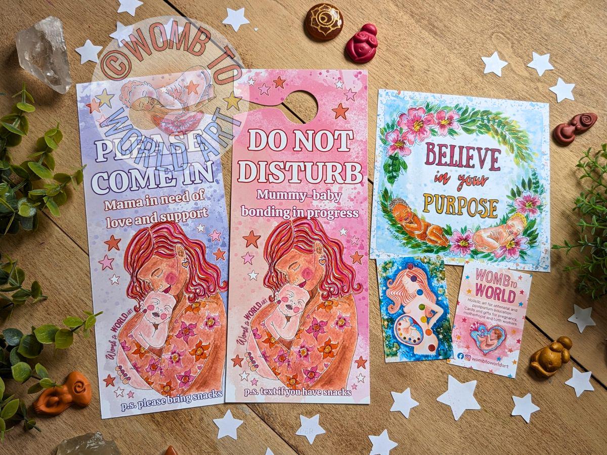 New Baby Door Hangers | 10 Pack Antenatal Client Goodie Bag | New Mother Door Hanger | Hypnobirthing | Doula Client Materials | Postpartum