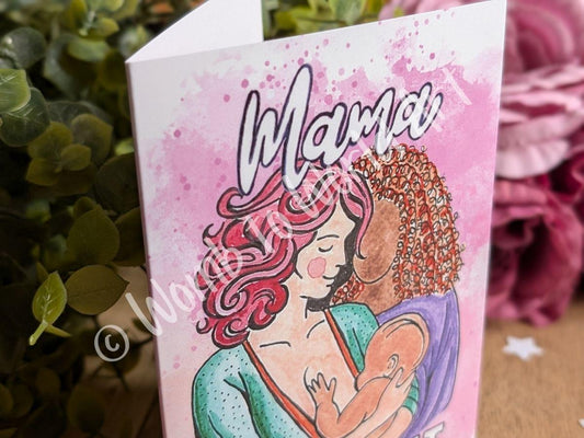Breastfeeding Congratulations Card: Watercolor Art, New Mom Gift