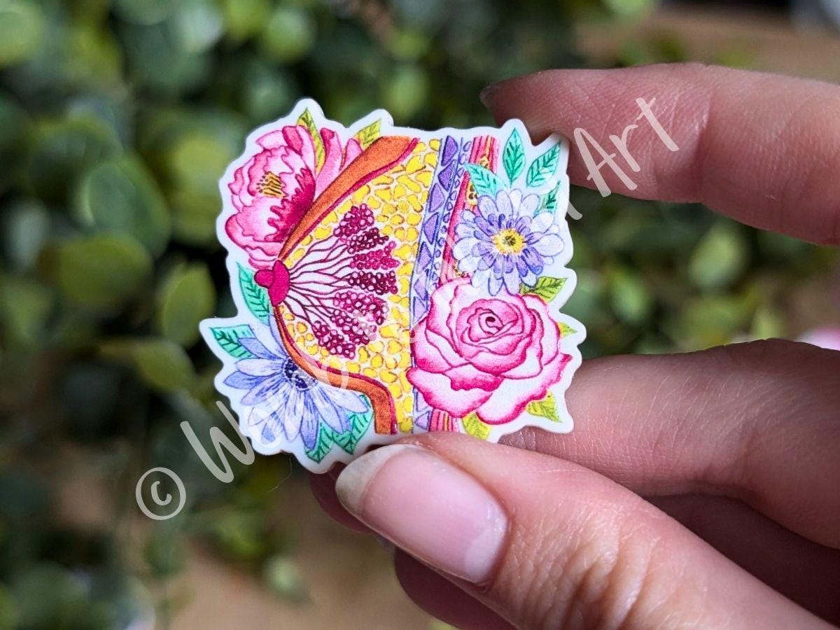 Breast Anatomy Magnet: Watercolor Floral Art, Lactation Gift