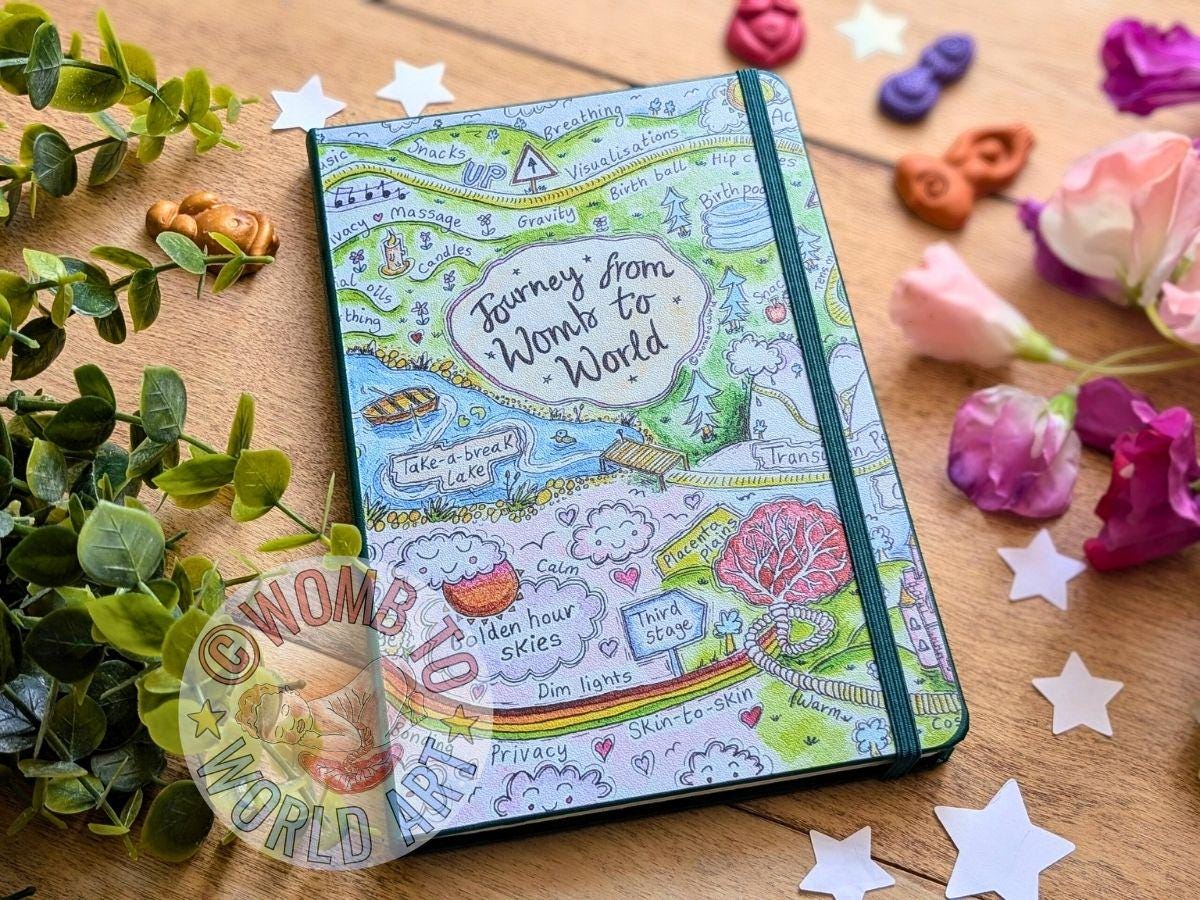 Pregnancy Journal Womb to World | Birth Notebook | New Baby Diary | Doula Notepad | Midwife | Maternity Gift | Birthkeeper | Hypnobirthing