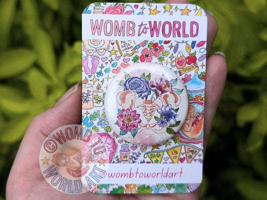 Pelvis Art Badge | Women's Health Metal Button Badge | Chiropractor Pins | Womb Healing | Birthkeeper | Womb to World