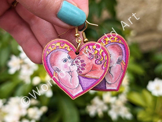 IBCLC Wooden Breastfeeding Earrings | Breastfeeding Peer Supporter | Counsellor | Breast Anatomy | Lactation Consultant Gifts