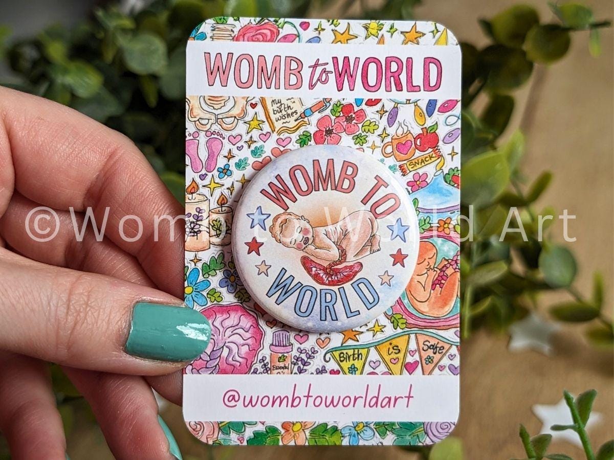 Birthworker Badge: Midwife Doula Metal Pin - Womb to World Art