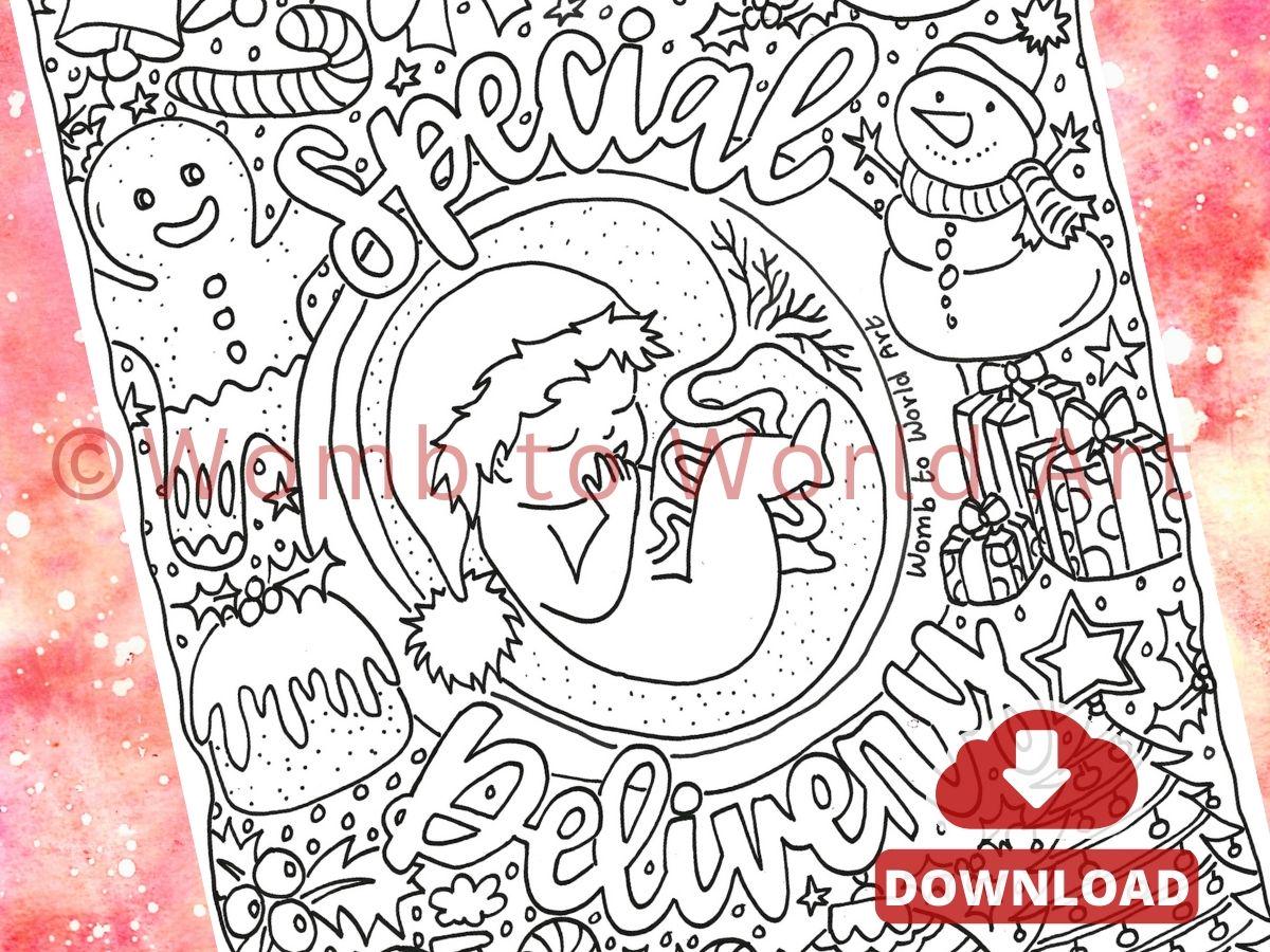 FREE Christmas Pregnancy Colouring Page PDF