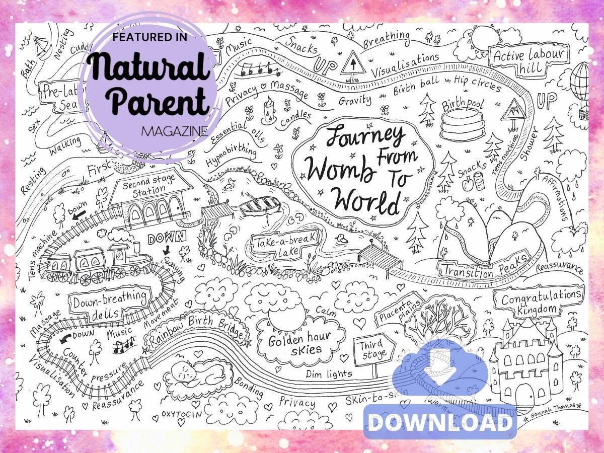 Stages of Birth Colouring Poster: Antenatal Education (Digital Download)