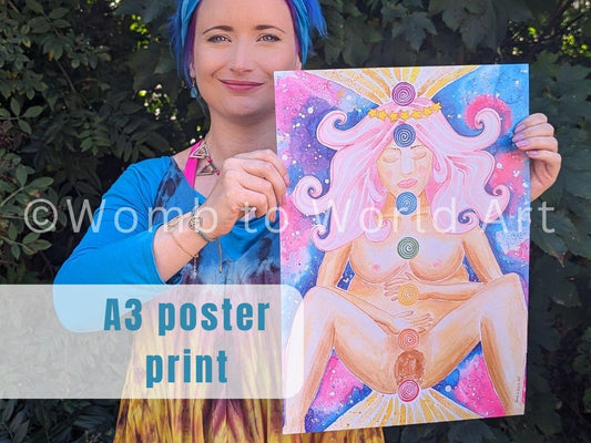 Birth Energetics Chakras A3 250gsm Poster Print | Spiritual Labour Reiki | Birthkeeper | Doula | Midwife | Hypnobirthing