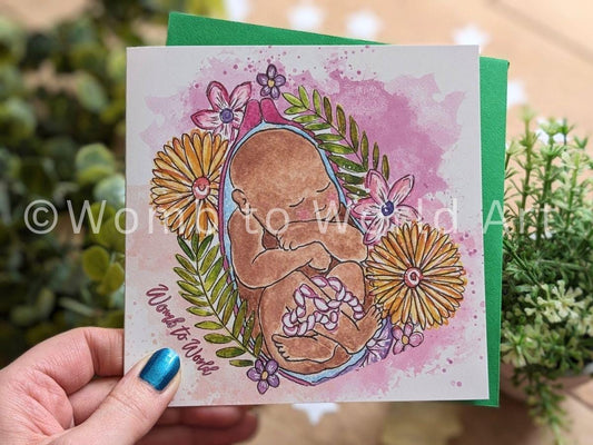 Baby in the Womb Art Pregnancy Card