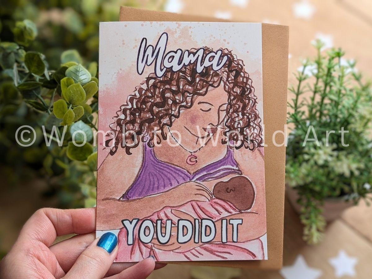 Breastfeeding Congratulations Card: Postpartum Watercolor Art