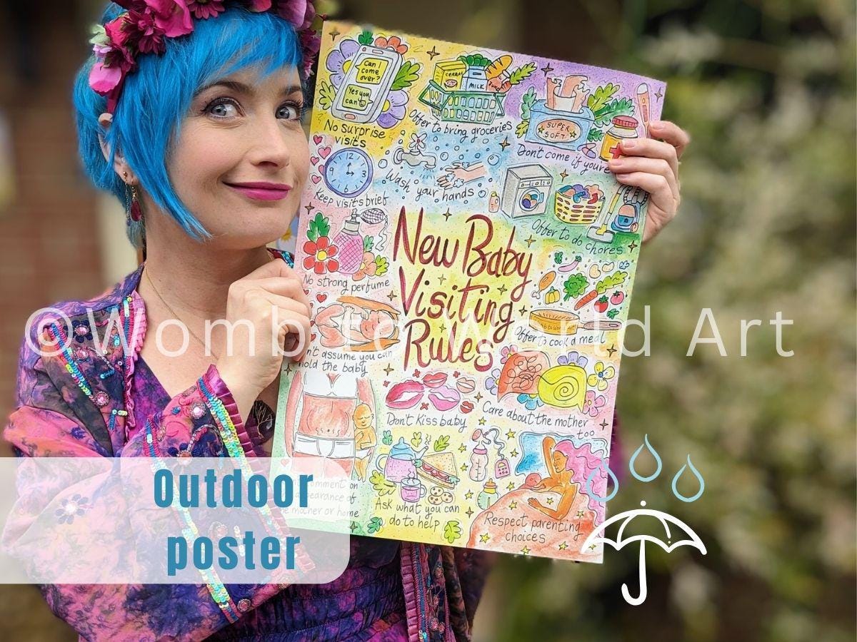 New Baby Visiting Rules Waterproof Outdoor Sign Poster
