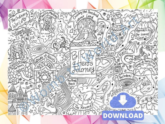 Birth Hero's Journey Map: Pregnancy Colouring Page (PDF Download)