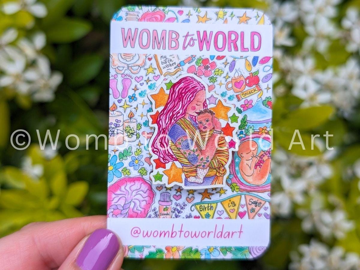 Babywearing Consultant Wooden Pin Badge: Sling Support Gift