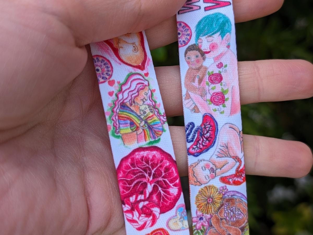 Midwife Lanyard Key Fob | OB/GYN Lanyard | Birth Art Maternity Nurse ID Card Holder | L&D Nurse | Student Midwife Badge Holder
