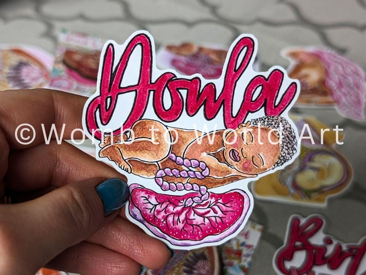 Doula Sticker 8cm | Newborn Baby Placenta Stickers | Doula Thank You Gift | Womb to World Art | Postnatal Doula