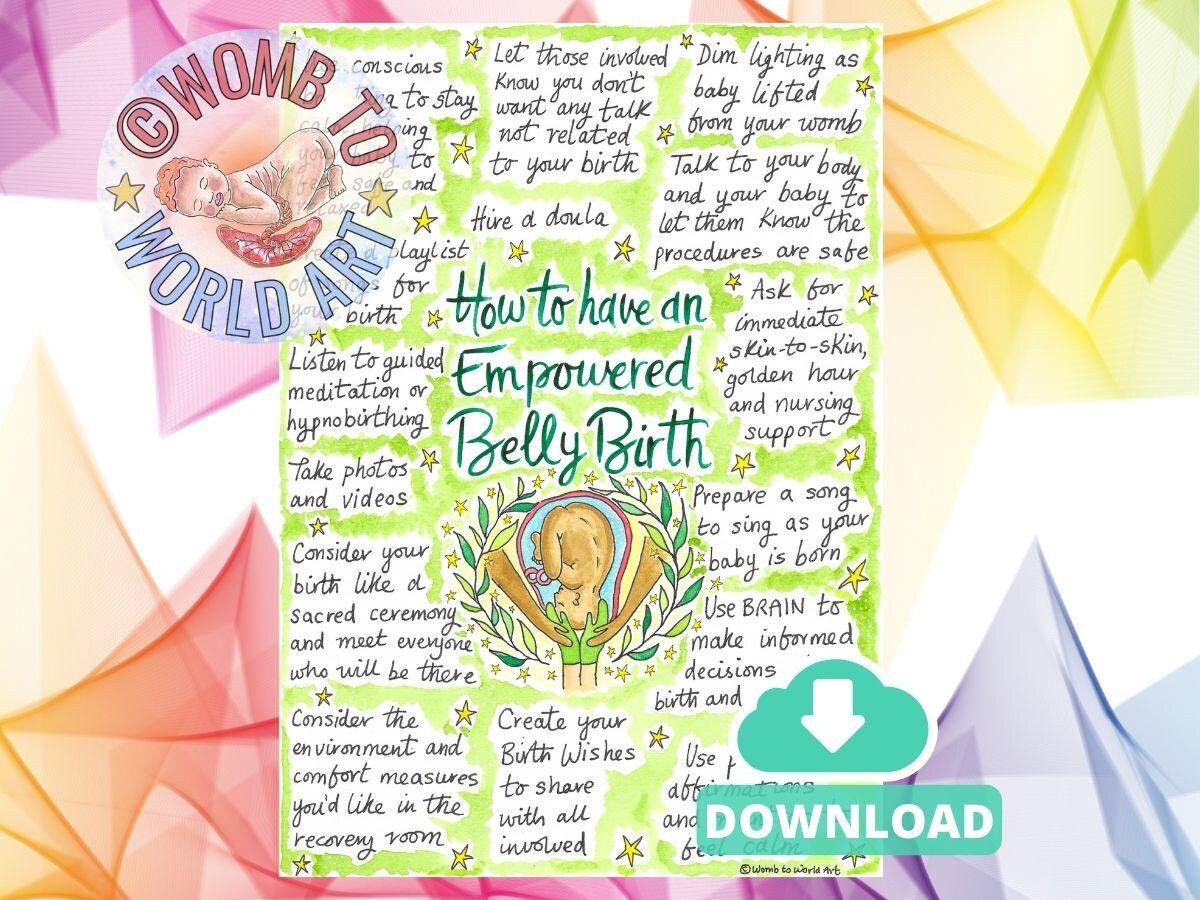 Empowered Caesarean Birth: Positive C-Section Belly Birth Handouts, Doula Tools (PDF Download)