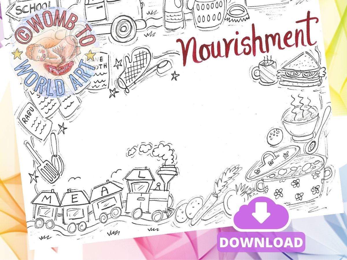 Colouring Illustrated Visual Postpartum Plan Template | Doula Materials | Antenatal Education | Postnatal Doula | Fourth Trimester