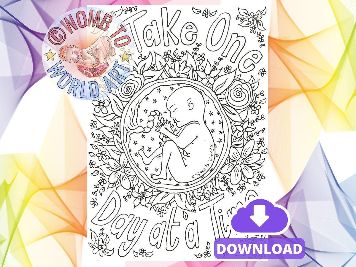 Baby Womb Pregnancy Colouring Affirmation Page Download | Birthworker Handouts | Doula Tools | Midwife | Hypnobirthing