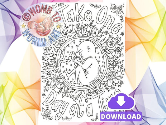 Baby Womb Pregnancy Colouring Affirmation Page Download | Birthworker Handouts | Doula Tools | Midwife | Hypnobirthing