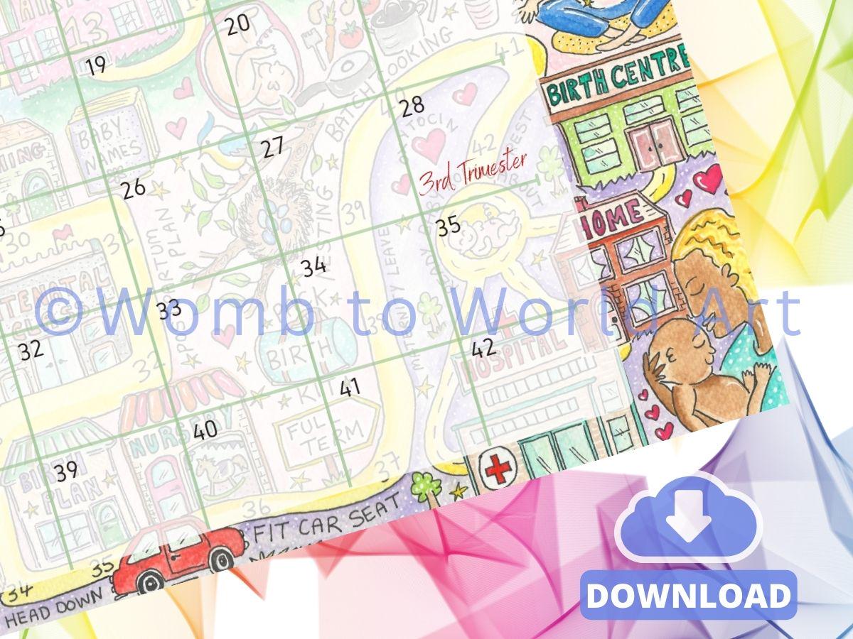 Pregnancy Countdown Calendar: Antenatal Education, Doula Tool (PDF Download)