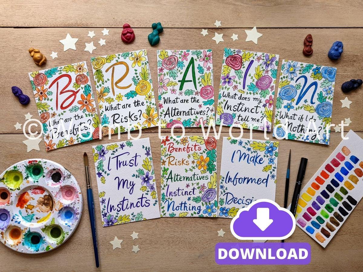 BRAIN Pregnancy Birth Printouts: Informed Decisions, Doula Teaching Tools (PDF Download)