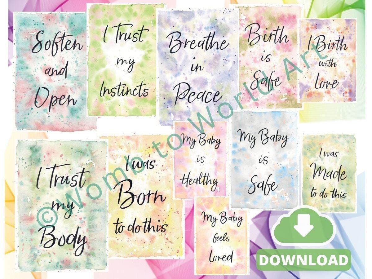 Hypnobirthing Affirmations for Doula Download Handouts | Pregnancy Affirmations | Antenatal Printouts | PDF