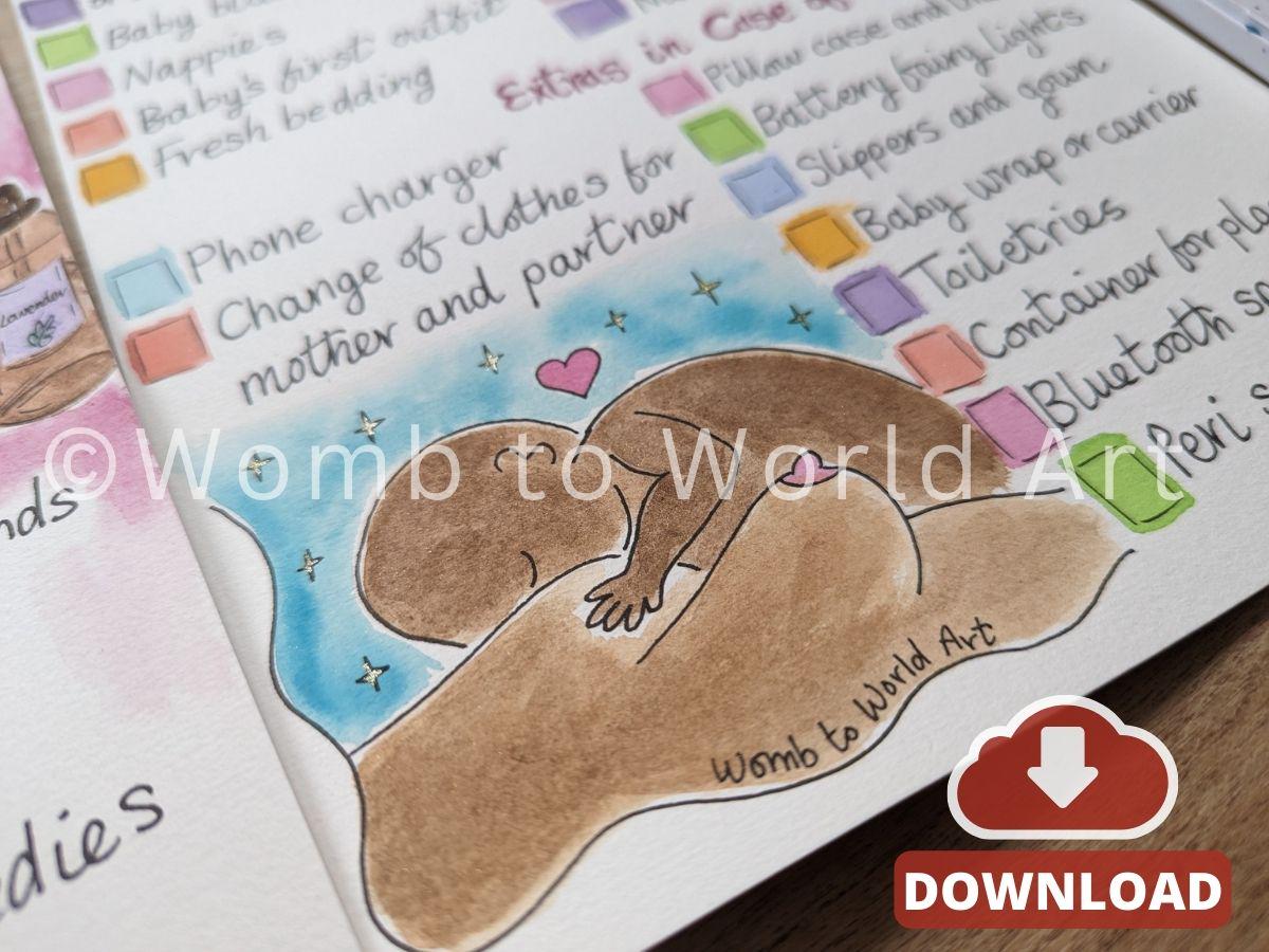 Home Birth Checklist Printouts PDF | What to Pack for Homebirth Handout