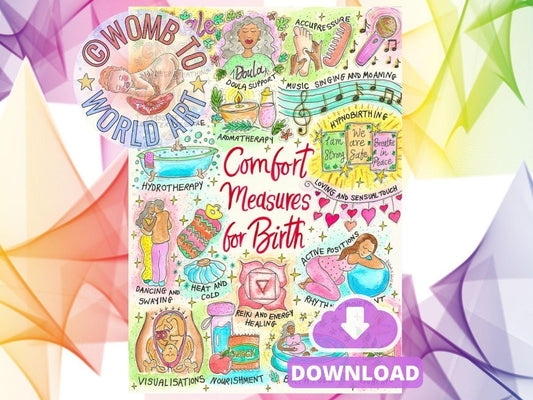 Comfort Measures for Birth Poster: Doula Downloads and Hypnobirthing Tools (PDF Printout)