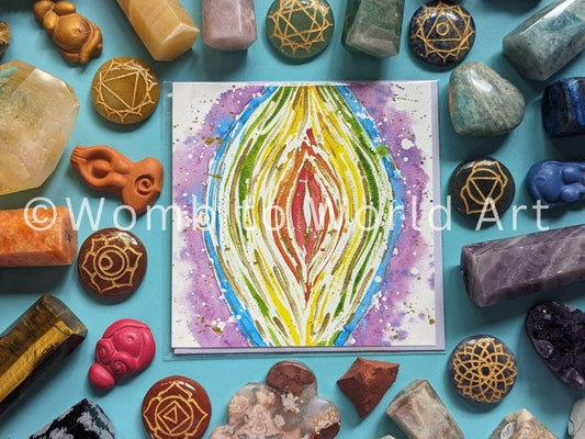 Cosmic Yoni Art Spiritual Pregnancy Greetings Cards | Spiritual Birth | Womb Healing | Motherhood | Birth Art | Sacred Intimacy Tantra