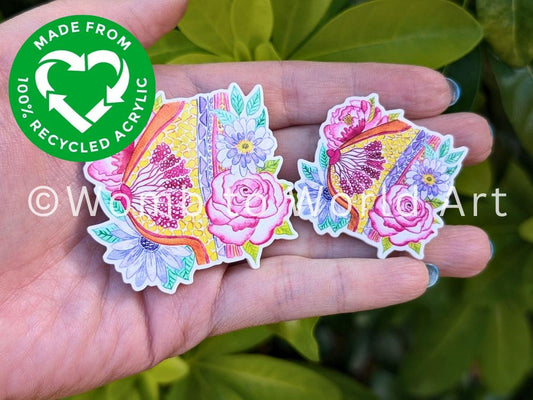 Breast Anatomy Magnet: Watercolor Floral Art, Lactation Gift