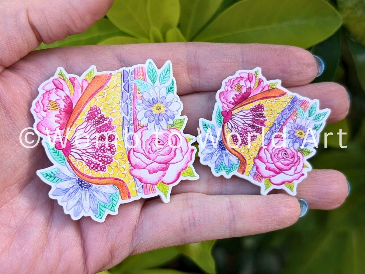 Breast Anatomy Magnet: Watercolor Floral Art, Lactation Gift