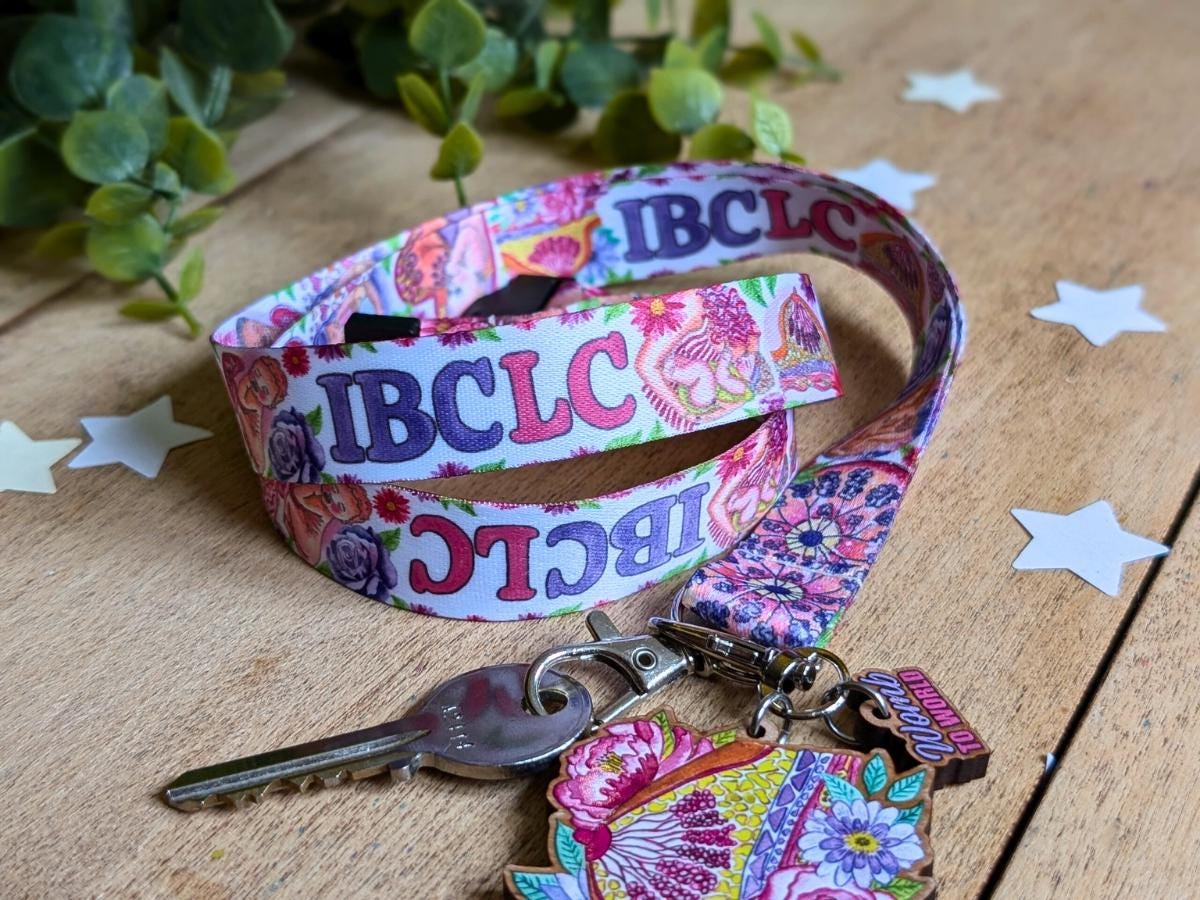 IBCLC breastfeeding lanyard with breast art