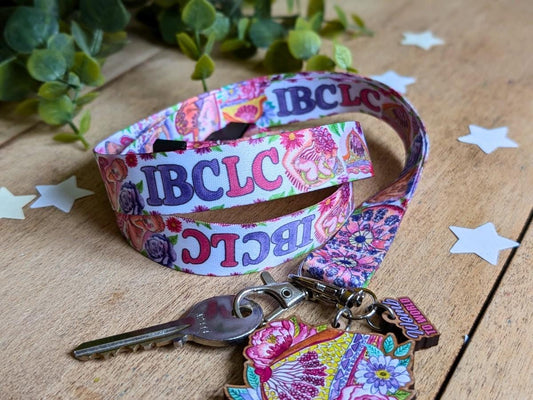 IBCLC breastfeeding lanyard with breast art