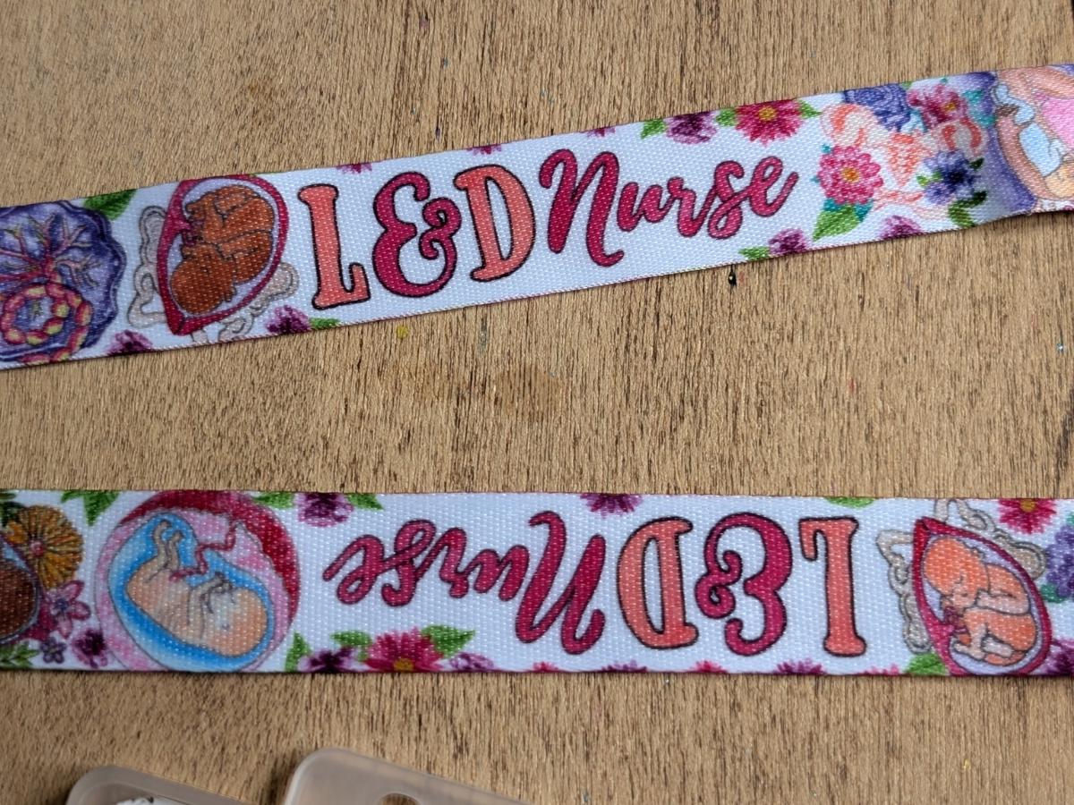 L&D Nurse Lanyard: Watercolor Art, Hospital ID Badge Holder