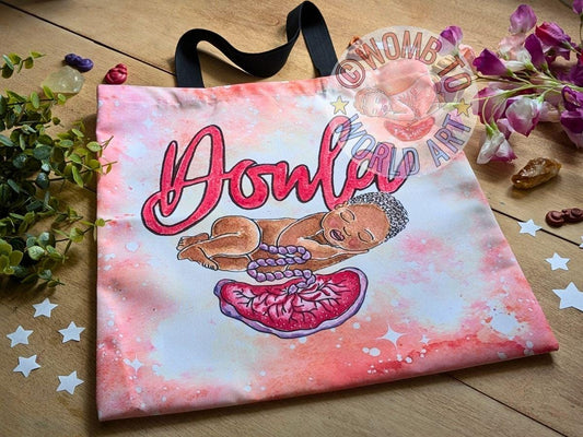 Doula Tote Bag: Watercolour Canvas Birth Art Bag, Doula Bag