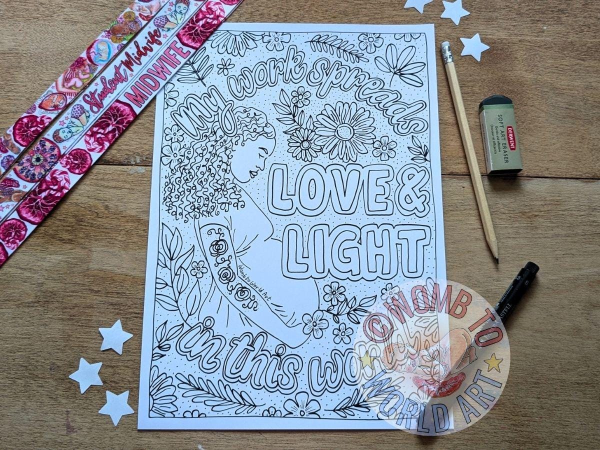 Birthworker Affirmation Colouring Page PDF Download