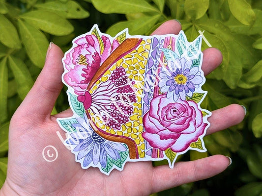 Breast Anatomy Art Sticker 10cm Vinyl