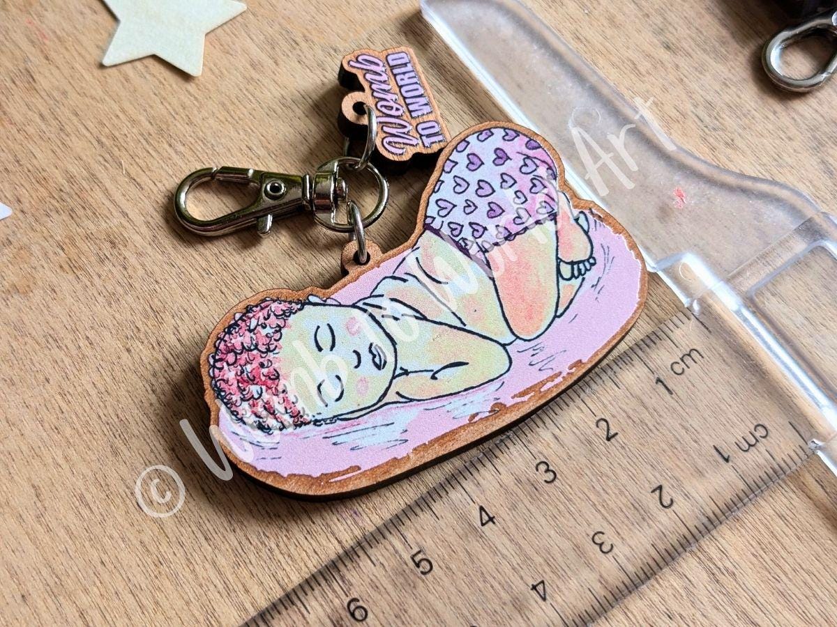 Pregnancy Lanyard Charm, Bag or Key Fob Charm | Wooden Birth Art Pendants | Breastfeeding | Student Midwife Gifts | OBGYN Present