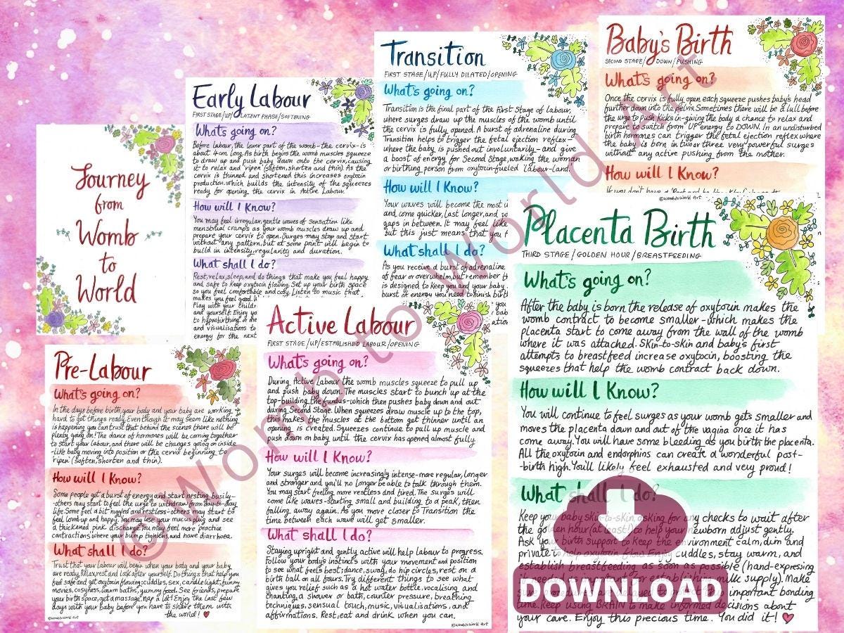 Stages of Natural Birth Doula Handouts: Labour Stages Handouts for Antenatal Classes (PDF)