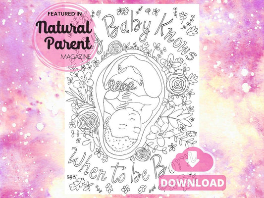 Postdates Birth Colouring Affirmation Page | Birthworker Handouts | Doula Tools | Midwife | Hypnobirthing