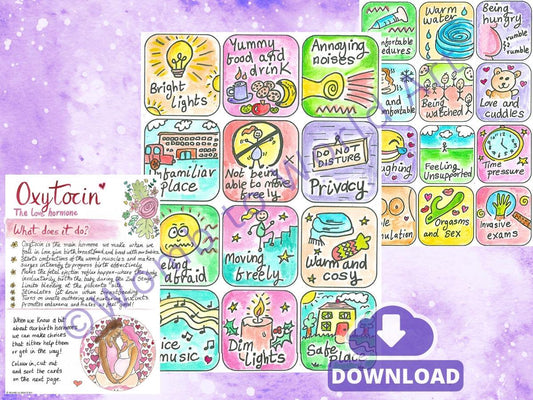 Oxytocin Cards Antenatal Activity Download PDF | Labour Hormones Teaching Tool | Birth Education | Doula | Midwife