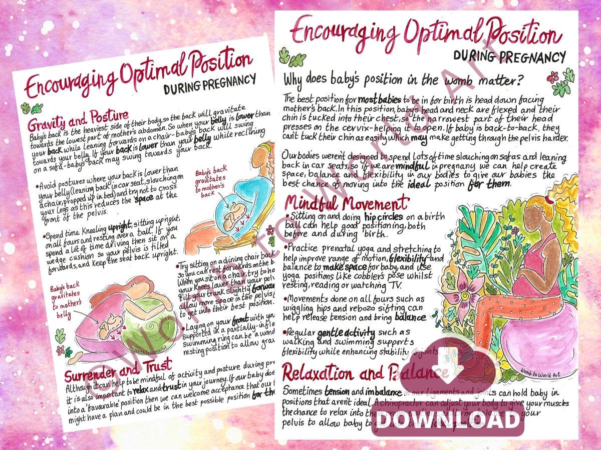 Optimal Fetal Positioning Print: Pregnancy Education Handouts for Doulas (PDF Download)